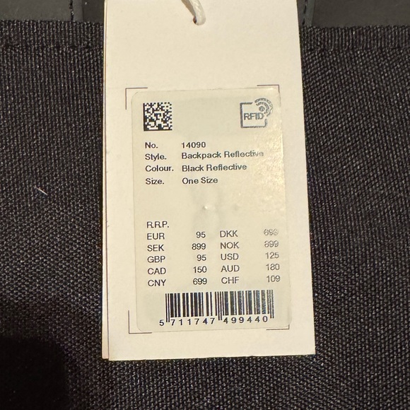 RAINS Backpack Reflective | 70 Black Reflective One Size 19" x 11.75" × 4.5" - Picture 6 of 7